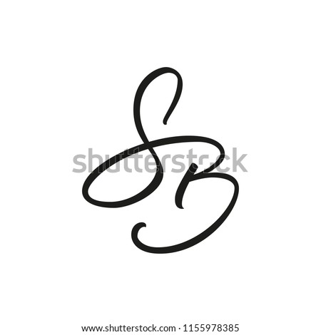 Letters S and B - calligraphic logo design template. Vector