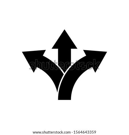 Three way direction arrow icon. Vector