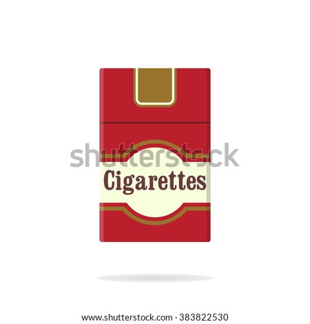 Cigarettes pack flat icon. Closed pack of cigarettes. Red cigarettes pack