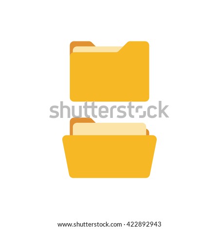 Open and close folders with documents. Folders icons isolated on white background. Folders set
