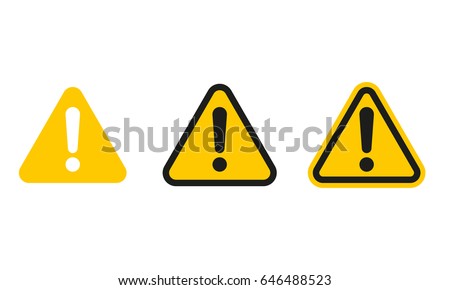 Set of triangle caution icons. Caution sign. Vector