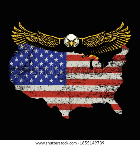 USA map shape flag with eagle for USA lover t shirt 