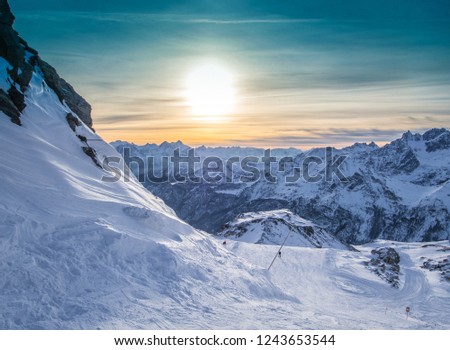 Similar – Image, Stock Photo Piste paradise at sunset