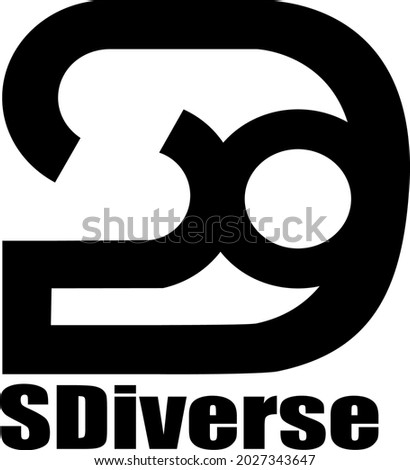 Creative and Minimalist Logo Design of Letter SD DS, Editable in Vector Format in Black and White Color