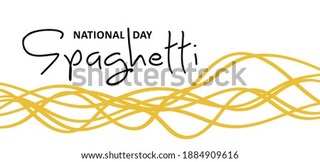 National Spaghetti Day. One of the world’s favorite dishes, spaghetti, pasta. Traditional Italian dish. Spaghetti means little lines. 
Raw dry spaghetti line texture. Flat vector sign.
