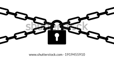 Silhouette chain with lock. Concept of protection. Vector chains icon. Padlock icons. closed lock, opened lock, keyhole. Close or open padlocks (key, Pin code, password. Access security lock)