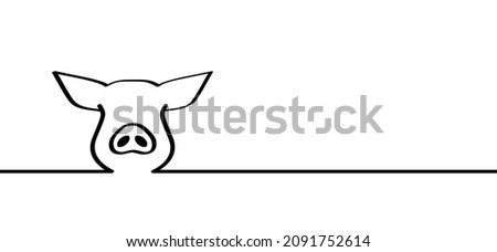 Slogan happy Bacon da. Pig line patterny. Drawing pigs animals farm silhouette symbol, pictogram. Vector pig swine idea. Piglets icon or sign