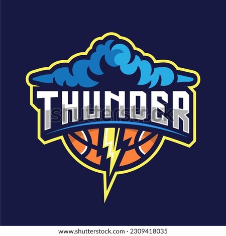 Professional Thunder Cloud Basketball Esports Logo Template for Game or Sport Team Illustration