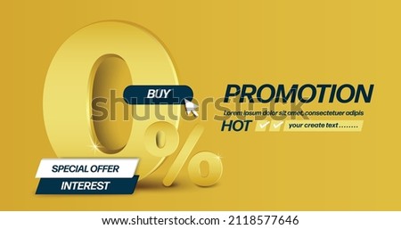 0% 3d gold text placed on golden background And on the front there is ribbon with text special offer and interest for advertising about the interest reduction,vector isolated for financial concept
