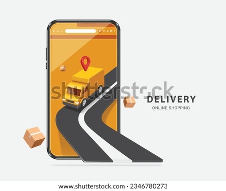 parcel boxes display on smartphone screen and floating around on the air,vector 3d isolated on white background for transport,logistics,delivery and online shopping concept design
