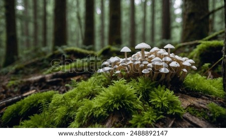 Image, Stock Photo Mushroom in moss Forest