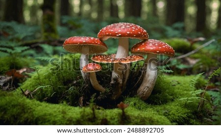 Similar – Image, Stock Photo Autumn wild mushrooms on purple tabletop. Edible honey fungus