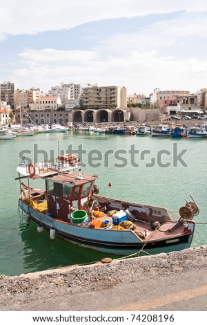 Travel photography: Fishing boats. Port of Heraklion, Crete, Greece