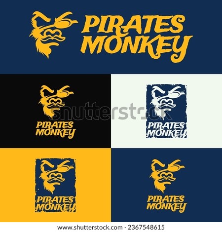 set of silhouette face of monkey gorilla king kong head suitable for boat ship sailor nautical navy or american football team logo design inspiration