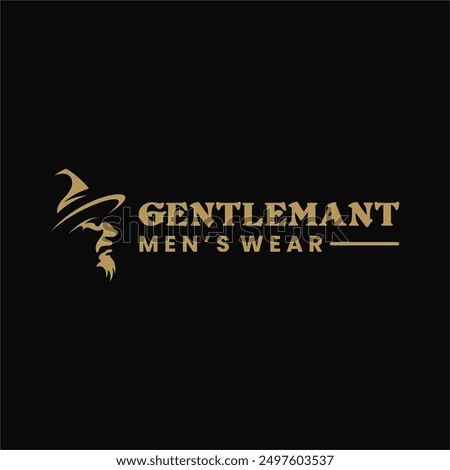 beard man gentleman mafia mafioso gangster bandit cowboy western with lincoln victorian felt top hat silhouette for gentleman fashion boutique tailor clothes vintage retro classic logo design