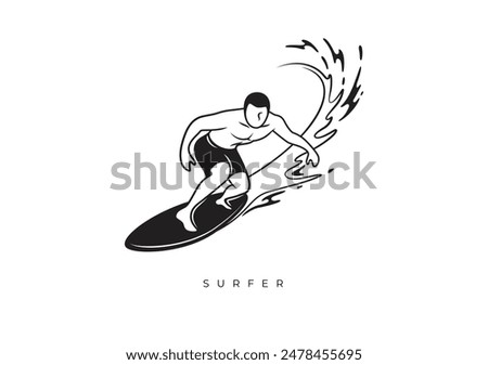 This is a silhouette of the surfer from Silhouette Surfer Stock. Vector file for any resolution without losing its quality.