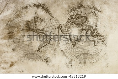 Old world map in a beautiful  background with amazing colors.