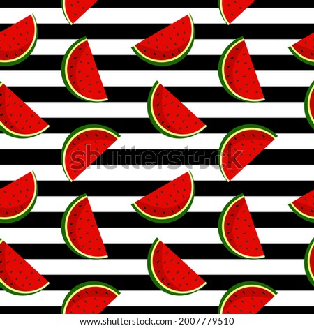 Fruity seamless vector pattern watermelon pieces. Striped background, Seamless watermelons pattern. Vector background with watermelon slices. Colorful watermelon background .summer season background.