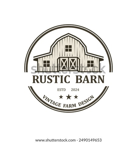 Vintage Retro Rustic Barn Farm, Natural rustic barn, farmhouse, warehouse logo with a retro vintage concept.