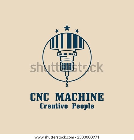 CNC Lathe machine Logo Computer Numerical Control modern 3D cutting technology design manufacturing industry cutting. This logo is ideal for cnc cutting maschines, woodworking industry, and similar.