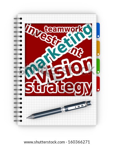 Marketing concept illustration design over a notebook