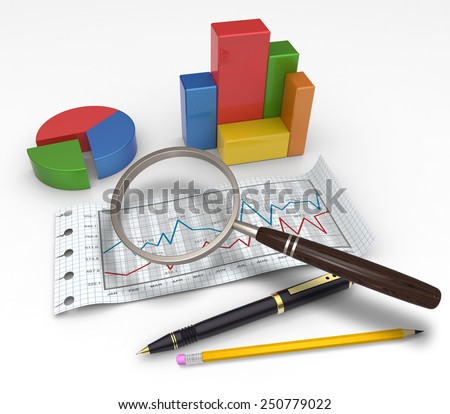 Financial graphs and charts analysis as concept