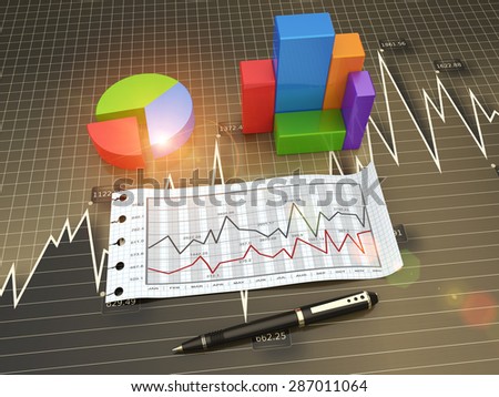Financial and business chart and graphs
