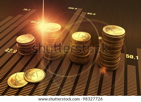 Financial business chart and coins
