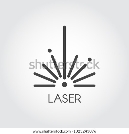 Laser ray half circle icon drawing in outline design. Graphic thin line stroke pictograph. Technology concept contour web sign. Vector illustration of laser cutting series