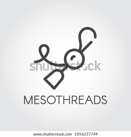 Mesotherapy icon in linear design. Cosmetology, medical procedure concept logo. Anti-aging prophylactic theme. Skin therapy meso thread label. Vector illustration