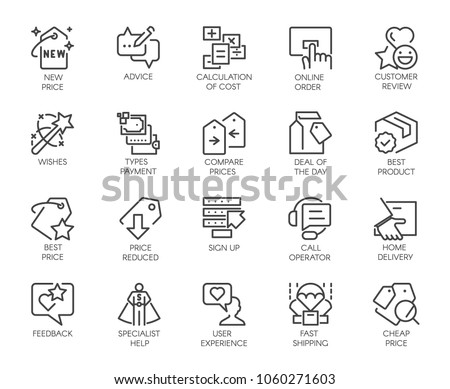 Set of 20 line icons isolated on sale theme.. Marketing, advertising, retail, commerce symbols. Graphic contour logo for offers, black friday and other design needs. Vector labels