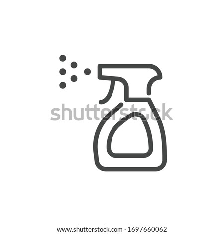 Premium Icon on Anti-Bacterial Alcohol Agent, Sanitizer. Such Line Sign as Bottle Spray. Custom Vector Icon Household Chemicals in Outline Style. Cleaning and Disinfection.