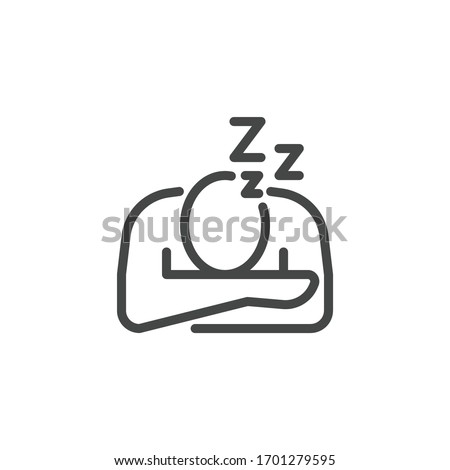 Premium Icon on Symptoms Coronavirus Infection, Fatigue and Burnout Sleeping at Work, No Energy. Such Line Sign as Sleepy Man. Custom Vector Icon for Web and App in Outline Style.