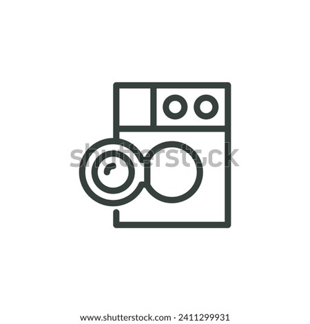 Outline Icon Automatic Washing Machine for Washing Cloth Washer Open Front Loading Wash Machine Line Sign Laundry Electric Appliances Laundromat Appliance Vector Isolated Pictogram on White Background