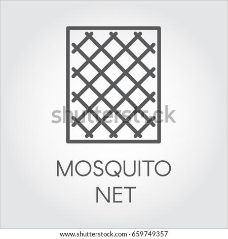 Simplicity icon in linear style of mosquito nets for windows. Concept of protection from insects. Vector Illustrator