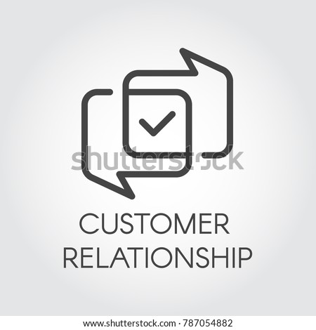 Customer relationship graphic icon. Overlapping dialog bubbles and positive concept tick sign. Satisfaction from cooperation business label. Interface logo for mobile apps, sites, instant messengers