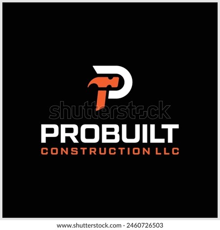 The logo design combines the letter P and a hammer, good for construction logos, which are related to buildings