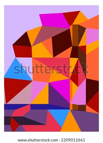 Geometric universal abstract asymmetric seamless pattern of simple angular geometric shapes. Color palette with harmonious composition. Graphic continuous background from different figures.