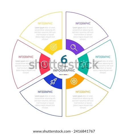 Circle shape infographic chart template with 6 options.