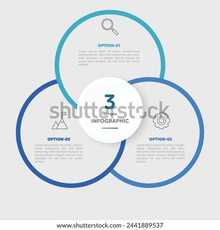 Circle chart infographic template with 3 options for presentations