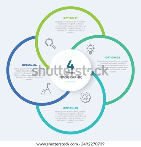 Circle chart infographic template with 4 options for presentations