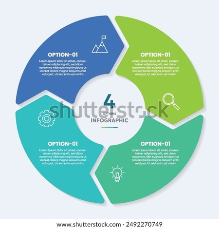 Circle chart infographic template with 4 options for presentations