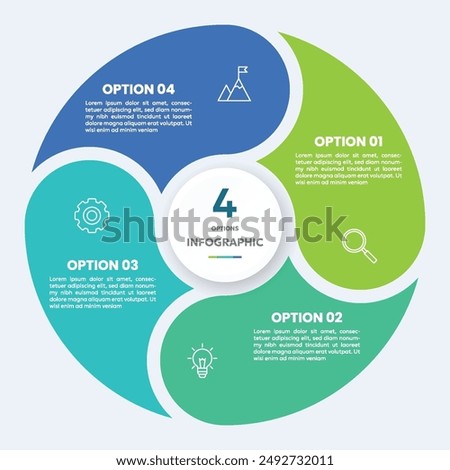 Circle chart infographic template with 4 options for presentations