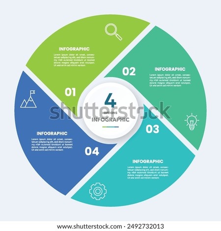 Circle chart infographic template with 4 options for presentations