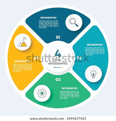 Circle chart infographic template with 4 options for presentations