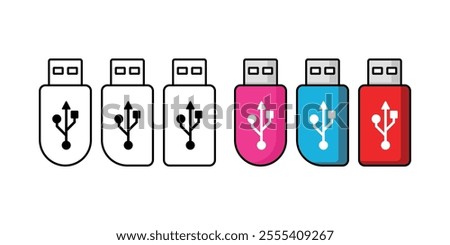 Set of USB flash drive icons	