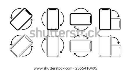 set of smartphone play icons. Phone screen rotation	