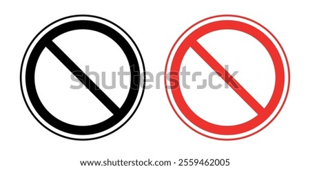  red and black slash circle sign icon symbol. prohibited sign