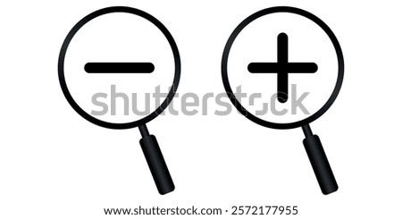  magnifying glass icon with plus and minus signs