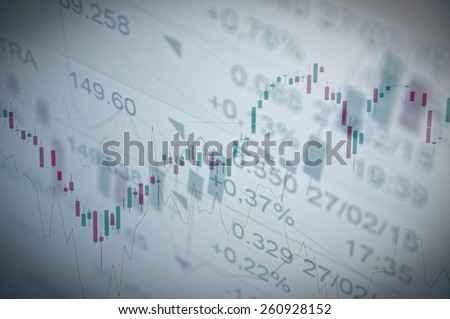 Stock charts & finance report on pc screen. Finance concept.